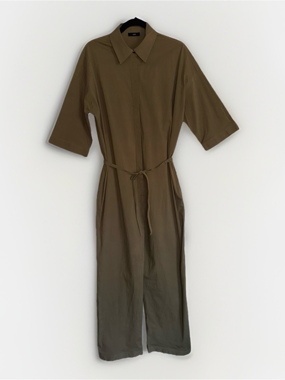 RUTI Done In One Cotton Poplin Baggy Utility Button Down Shirt Pant Jumpsuit M/L